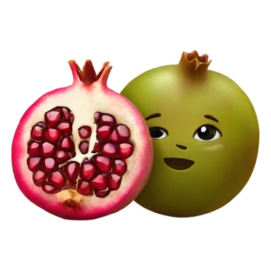 one kiwi and one pomegranate close to each other sticker