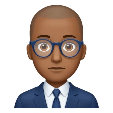 Buzz cut Puerto Rican male with oval head glasses and dark blue business suit  sticker
