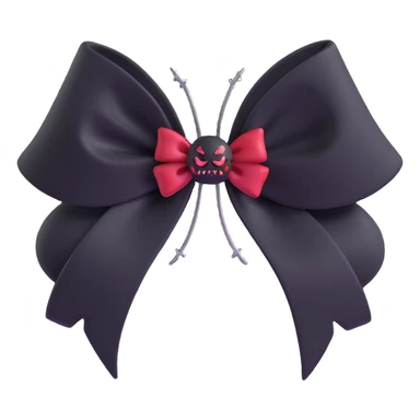 3D emoji gothic bow with black velvet, silver spider brooch, and dark red accents sticker