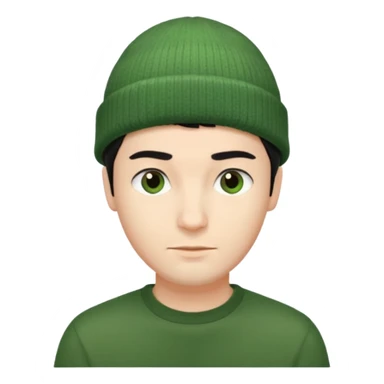 French man with short black hair wearing a green beanie, stylish look sticker