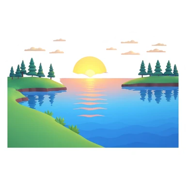 lakeside sunset horizon blue sticker