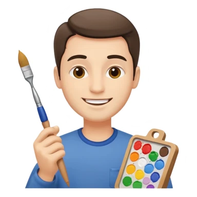happy man painting a picture sticker