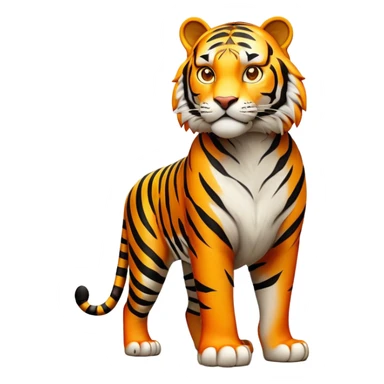 cinematic- noble-tiger-realistic-full-body-standing-emoji,-massive-striped-frame-exuding-power-and-grace,-bold-orange-fur-with-thick-black-stripes,-head-tilted-dramatically,-piercing-yellow-eyes-focused-intensely,-simplified-yet-realistic-focused-features,-highly-detailed,-glowing-with-an-almost-sarcastic-glow expressive eyes sticker