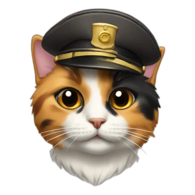 calico cat with black face mark with pilot hat sticker