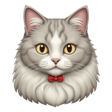 a very fluffy big grey and white cat sitting regally sticker