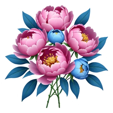 Boquet of flower peony sku blue  sticker