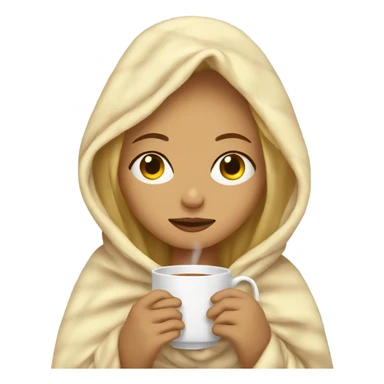 girl blonde inside a blanket sipping tea eyes closed sticker