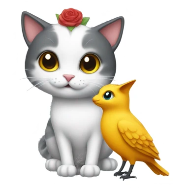 cat marrying a bird sticker