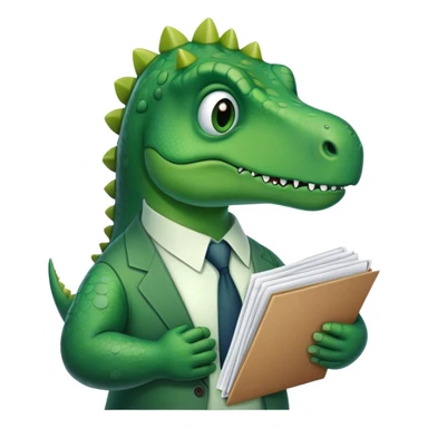 sad office dinosaur holding folders and papers sticker