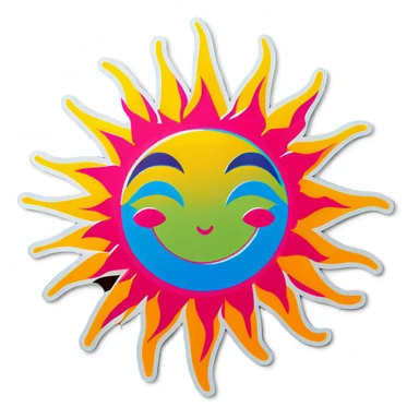Pop art sun sticker
