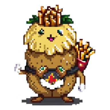 peanut riding a potato with fries sticker