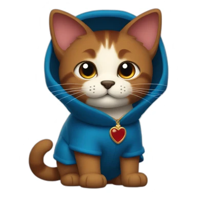 Full lemgth Blue britain cat with dog tail and dark Red mantle sticker