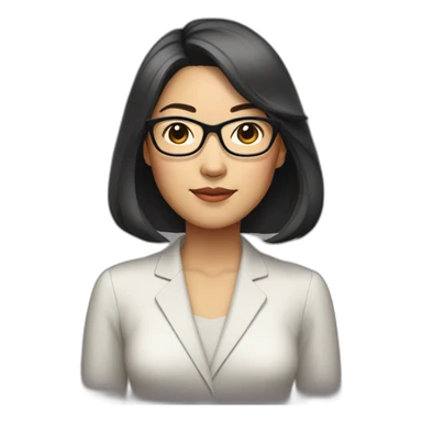 40's Asian woman with glasses and straight medium lengthhair sticker