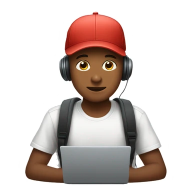 boy with cap and laptop and headsphone sticker