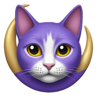 a purple cat with a crescent moon necklace sticker