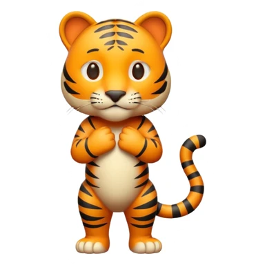 Cute tiger emoji, full body, standing pose, 3D emoji style sticker