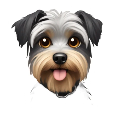 super old crusty scraggly black brown and a little bit of gray dog that’s super ugly and old yorkshire terrier and maltese mix that’s a sticker