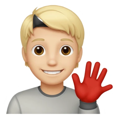 Smiling blonde boy saying hi sticker
