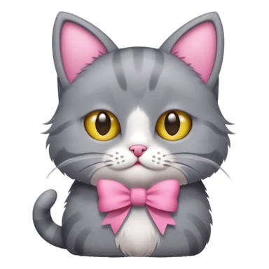 Gatito gris con un moño rosa sticker