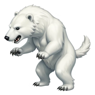 Polar bear with sabertooth fangs and a wolf’s tail; full body sticker