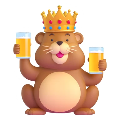 beaver with a crown on her head and a glass of beer in her hands sticker