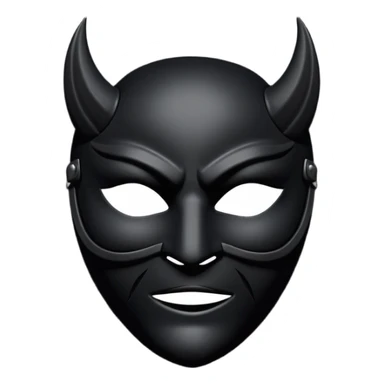 Minimal emoji, gothic mask forged from matte black leather, emotionless expression, smooth heavy surface, subtle leather texture, deep shadows, no glow, no neon, flat emoji style, centered sticker