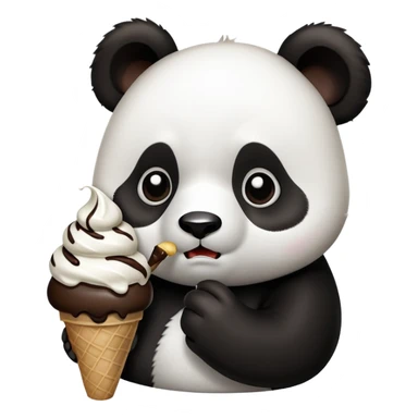 A panda eating ice cream because they’re upset that their mom’s coming home sticker