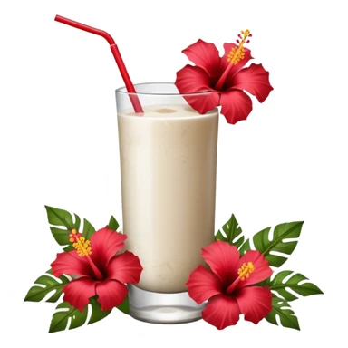 coconut drink with red flowers sticker