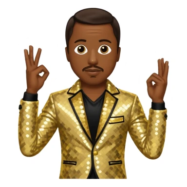 MC Hammer with dark brown hair, gold sequin outfit sticker