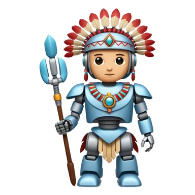 Full Robotic figure wearing native American regalia sticker
