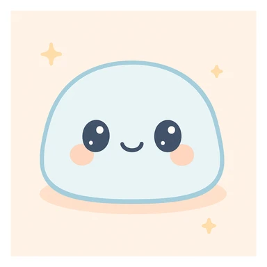 kawaii mochi dessert with a smiling face sticker