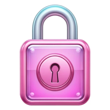 Holographic and glassmorphic pink lock sticker