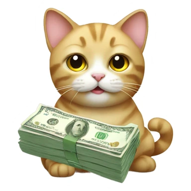 Cute cat holding money sticker