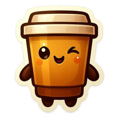 Tall coffee cup, flirty wink sticker