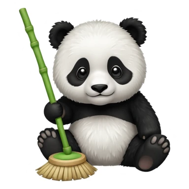Panda mopping the floor  sticker
