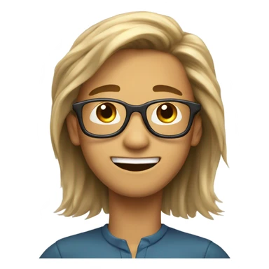 a boy with glasses and long and silky hair upto his neck and he is happy  sticker