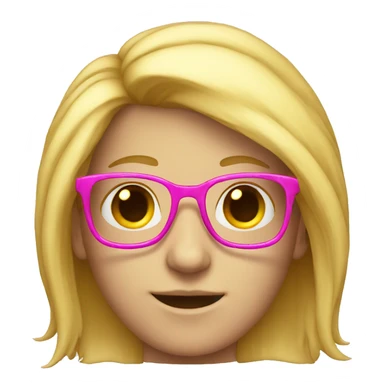Nerd with pink glasses and long blond hairs sticker