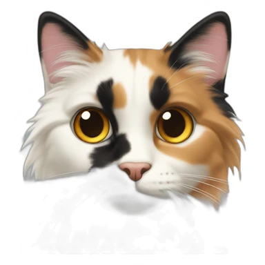 calico cat long haired black nose sticker