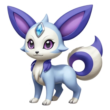 Shiny White with Violet and Indigo Meloetta-Absol-Minccino-Zangoose-Pokémon-Fakémon-fusion-hybrid-creature sticker