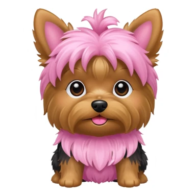 toy yorkie dog wearing pink sticker