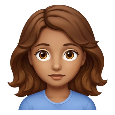 girl with wavy hair, almond shaped eyes, birthmark near her eye, tan sticker
