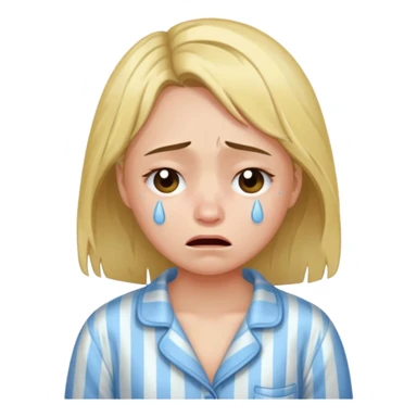Girl crying alone in her pajamas  sticker