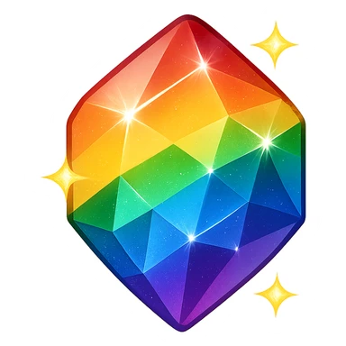 gay pride emoji, rainbow crystal, sparkling and colorful, no background sticker