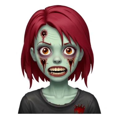 A zombie girl with dark red mid length  hair with grills  sticker