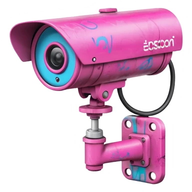 Security Camera pink with graffity sticker