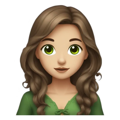 cute witch long brown hair and green eyes sticker