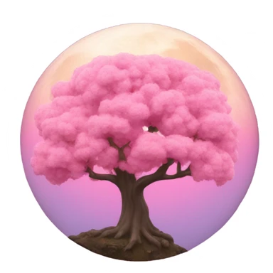 Pink tree with a huge moon behind it  sticker