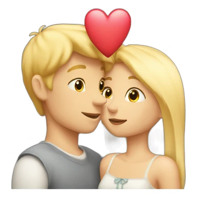 A blond boy who kisses a pretty blonde girl with a heart above their heads  sticker