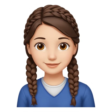 Make me a brunette girl, with brown (dark) eyes and a side braid sticker