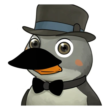 A baby puffin with a moustache a monocle and a black fedora  sticker